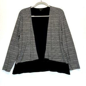 J Jill Wearever Collection Top Size PL Petite Black White Striped Open Front